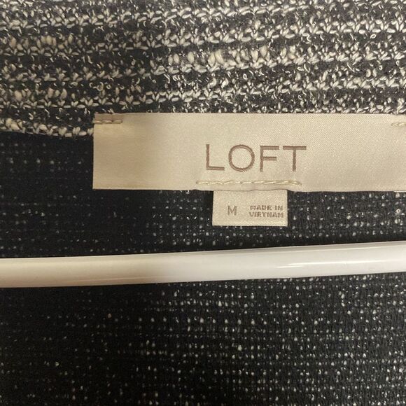 Loft Boho Black and White Long Sleeved Crew Neck Tunic Top Size Medium - Picture 3 of 12